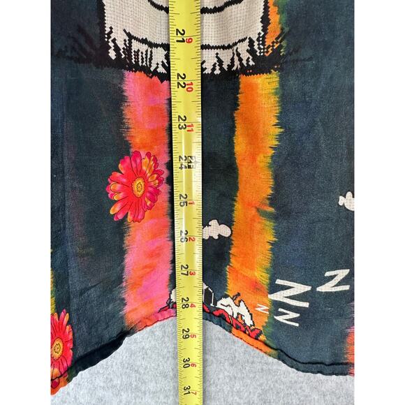 Ethnic Women's sz L SNOOPY Button Down Oversized Shirt Colorful Peanuts Cotton - Picture 8 of 13